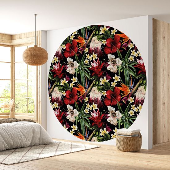 Papier peint rond / cercle -  Motif floral - 110