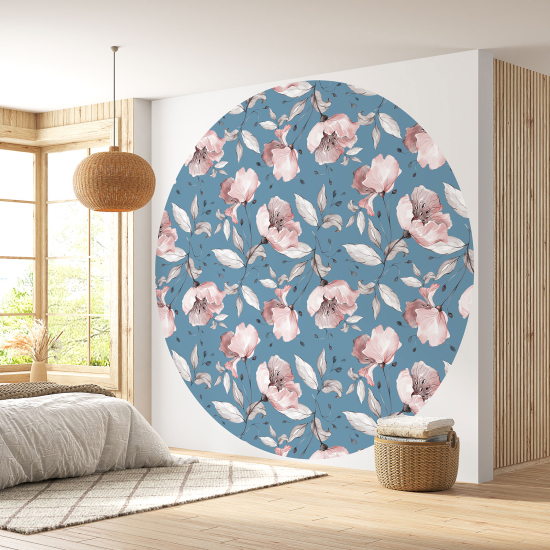 Papier peint rond / cercle -  Motif floral - 112