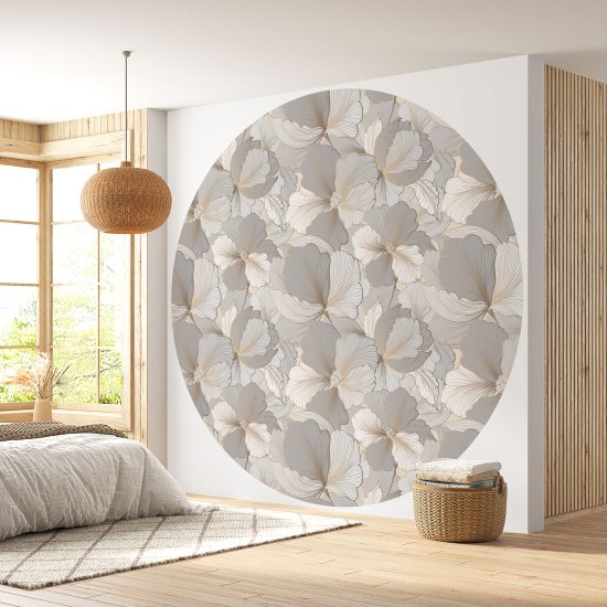 Papier peint rond / cercle - Motif floral - 129