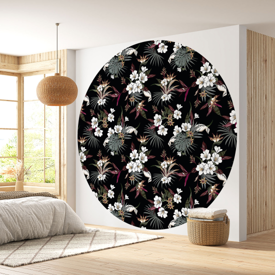 Papier peint rond / cercle - Motif floral - 130