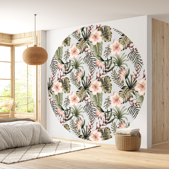 Papier peint rond / cercle - Motif floral - 164