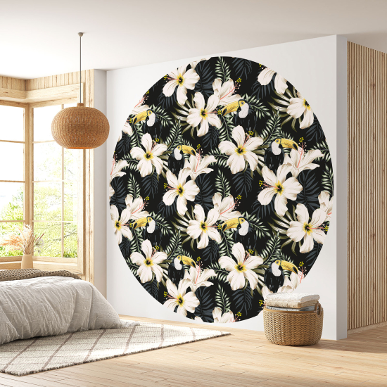 Papier peint rond / cercle - Motif floral - 168