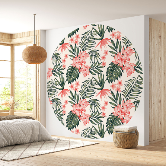 Papier peint rond / cercle - Motif floral - 175