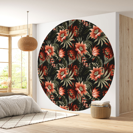 Papier peint rond / cercle - Motif floral - 186