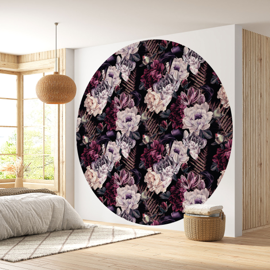 Papier peint rond / cercle - Motif floral - 188