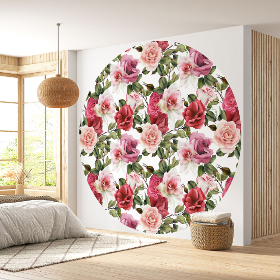 Papier peint rond / cercle - Motif floral - 195