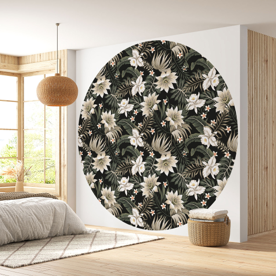 Papier peint rond / cercle - Motif floral - 197