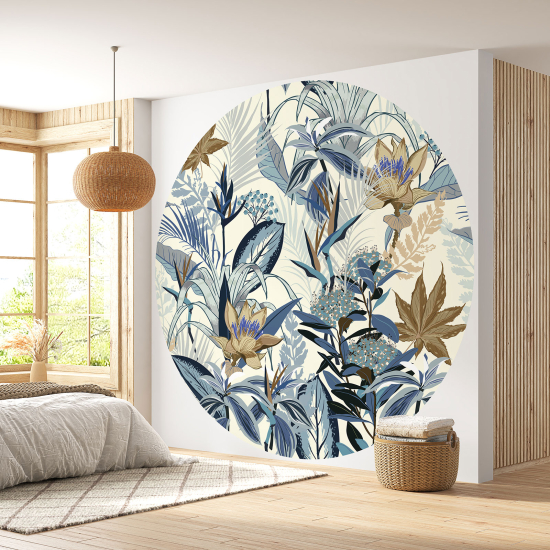 Papier peint rond / cercle - Motif floral