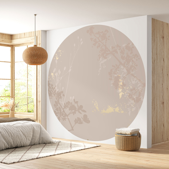 Papier peint rond / cercle - Motif floral