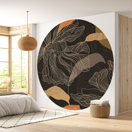 Papier peint rond / cercle - Motif floral