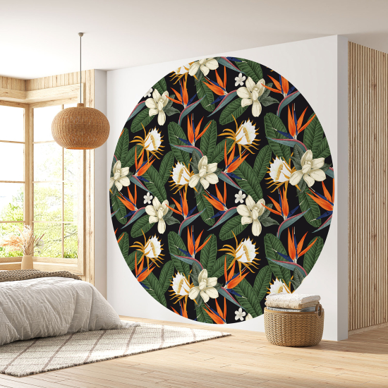 Papier peint rond / cercle - Motif floral - 211