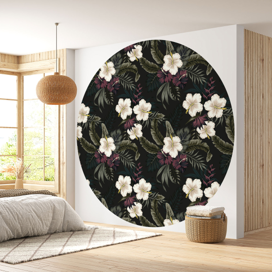 Papier peint rond / cercle - Motif floral - 214