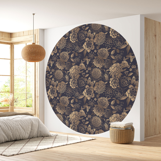 Papier peint rond / cercle - Motif floral - 215