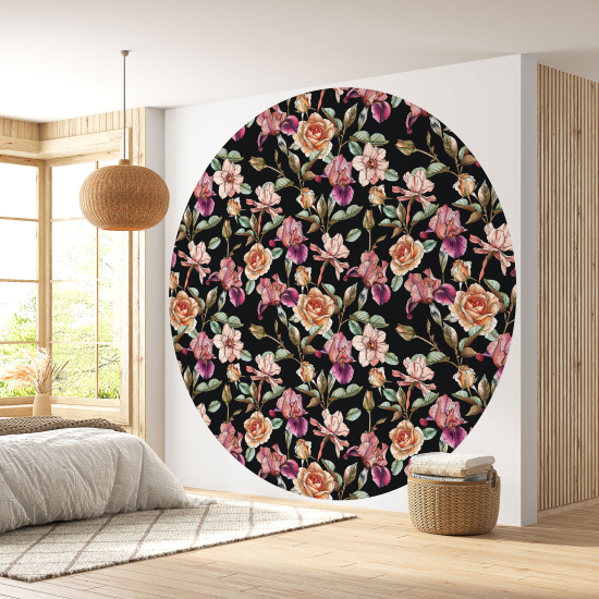 Papier peint rond / cercle - Motif floral - 216