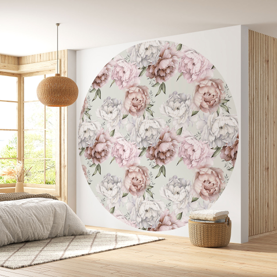 Papier peint rond / cercle - Motif floral - 257