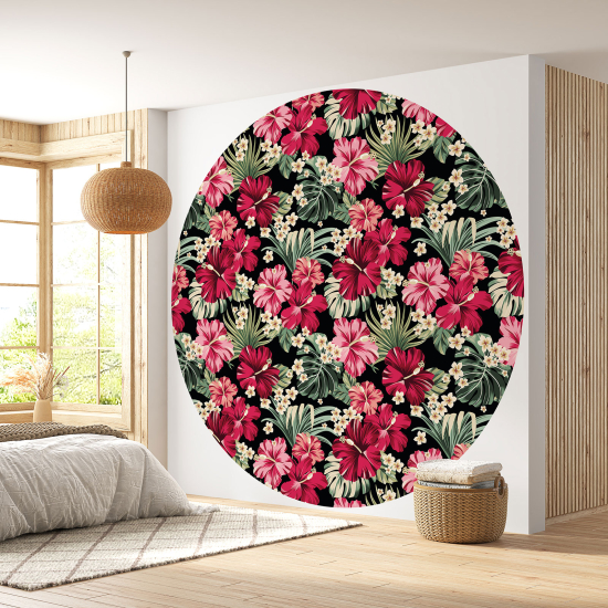 Papier peint rond / cercle - Motif floral - 259