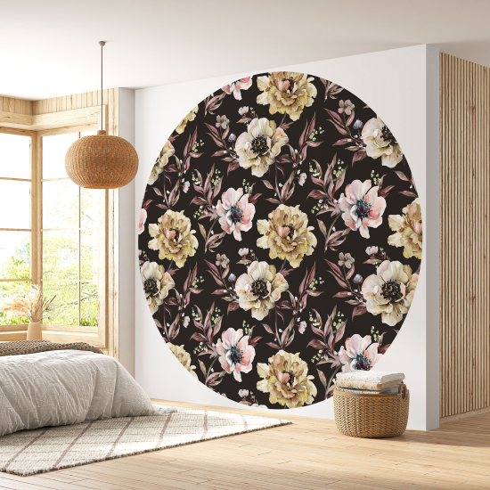 Papier peint rond / cercle - Motif floral - 282