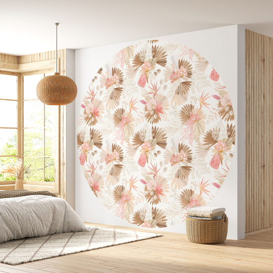 Papier peint rond / cercle - Motif floral - 291