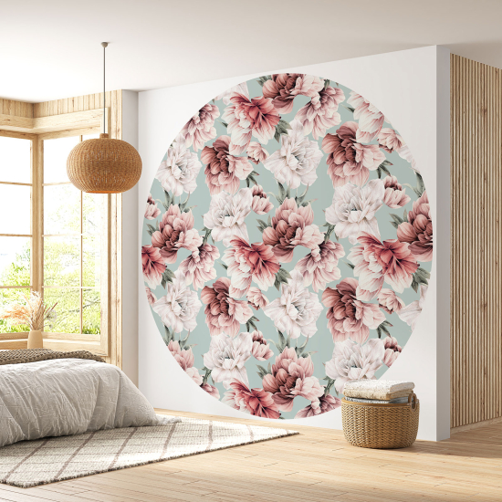 Papier peint rond / cercle - Motif floral - 295