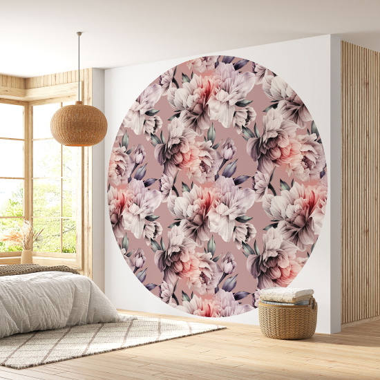 Papier peint rond / cercle - Motif floral - 301