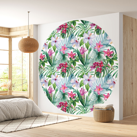 Papier peint rond / cercle - Motif floral - 314