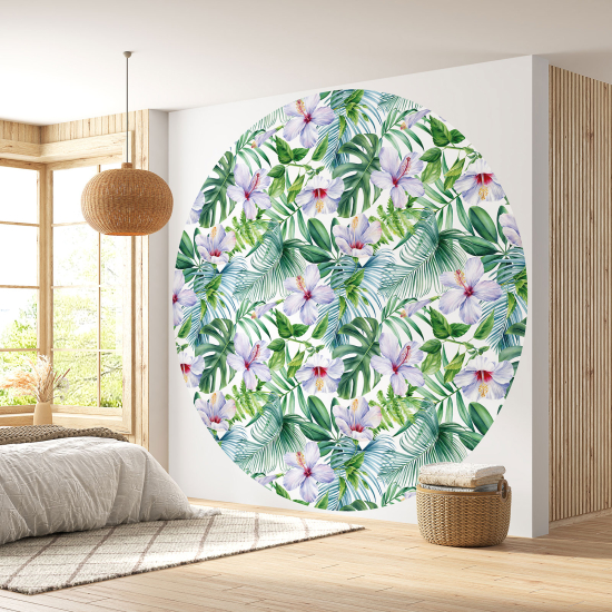 Papier peint rond / cercle - Motif floral - 315