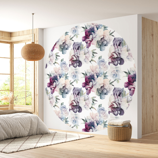 Papier peint rond / cercle -  Motif floral - 317