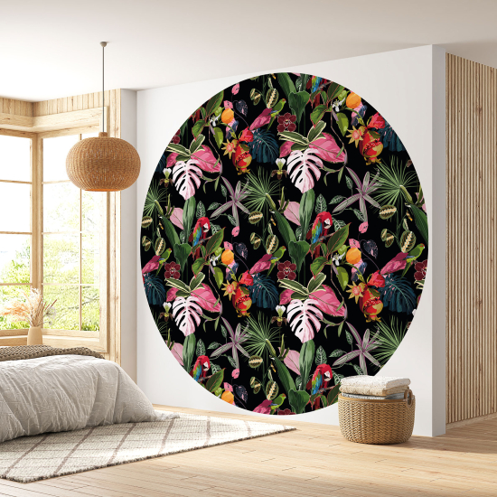 Papier peint rond / cercle - Motif floral - 322