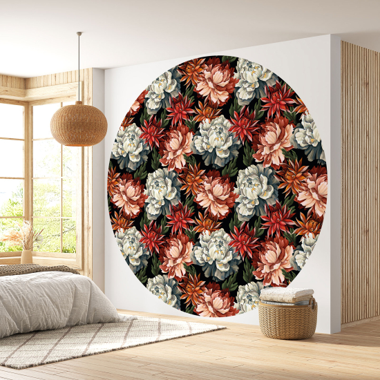 Papier peint rond / cercle - Motif floral - 324