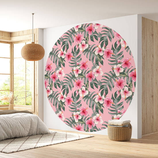 Papier peint rond / cercle - Motif floral - 345