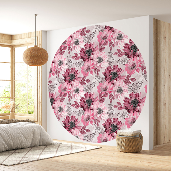 Papier peint rond / cercle - Motif floral - 362