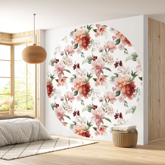 Papier peint rond / cercle - Motif floral - 368