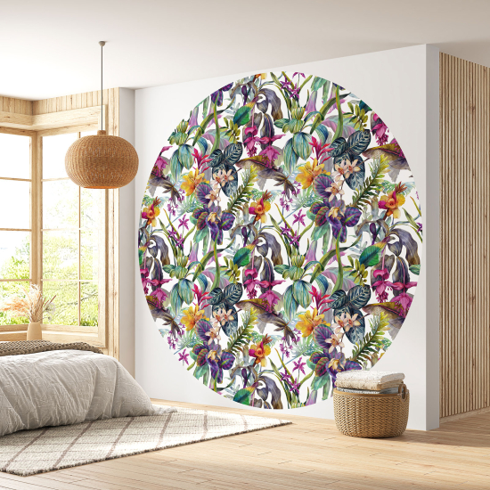 Papier peint rond / cercle - Motif floral - 374