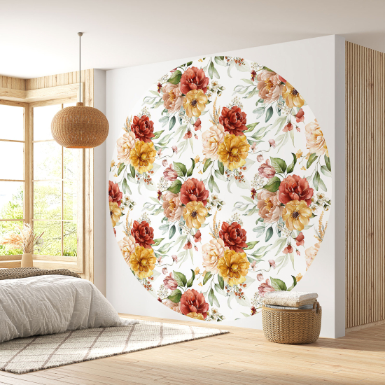 Papier peint rond / cercle - Motif floral - 380