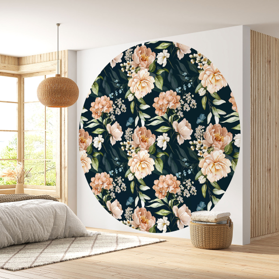 Papier peint rond / cercle - Motif floral - 381