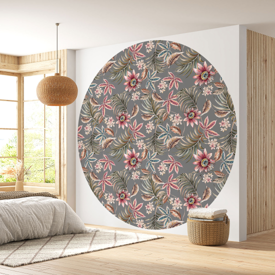 Papier peint rond / cercle - Motif floral - 382