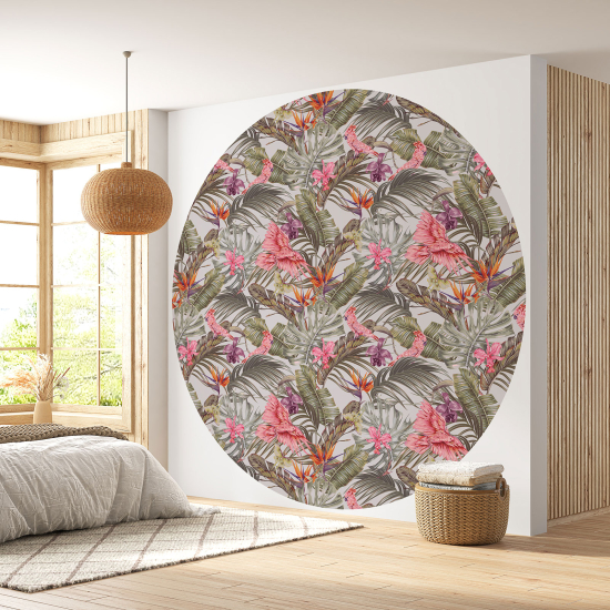 Papier peint rond / cercle - Motif floral - 388