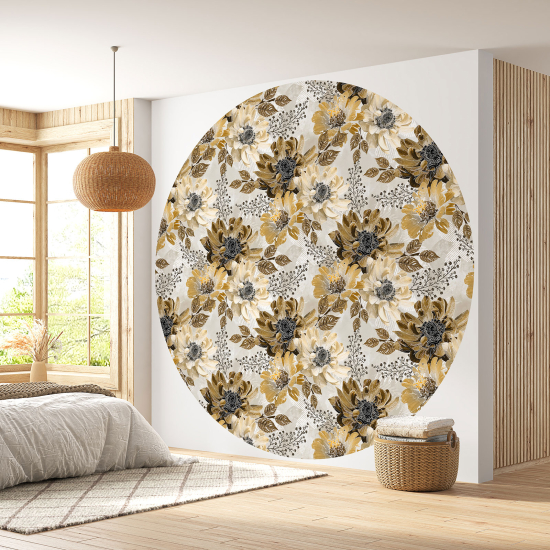 Papier peint rond / cercle - Motif floral - 395