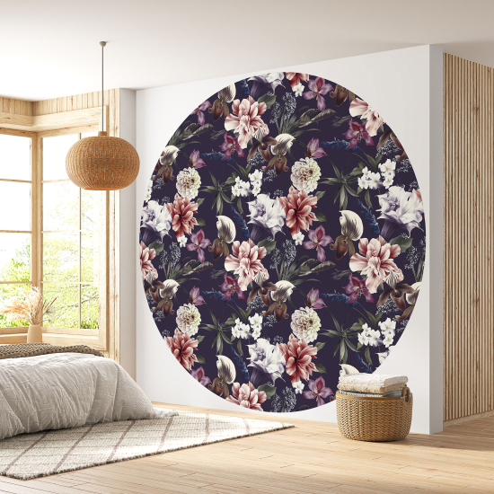 Papier peint rond / cercle - Motif floral - 398