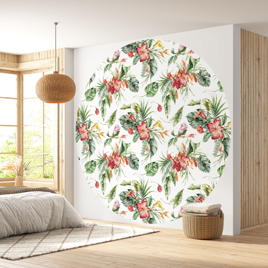 Papier peint rond / cercle - Motif floral - 420