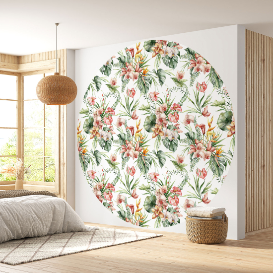 Papier peint rond / cercle - Motif floral - 421