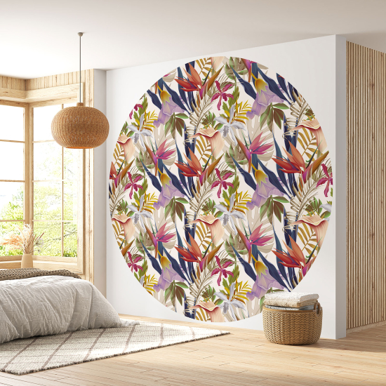 Papier peint rond / cercle - Motif floral - 436