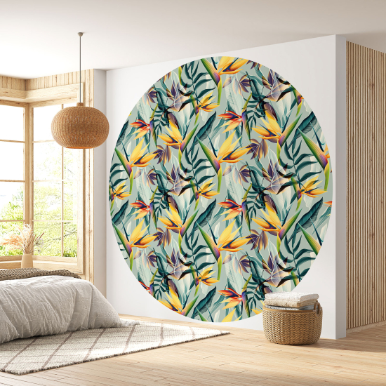 Papier peint rond / cercle - Motif floral - 437