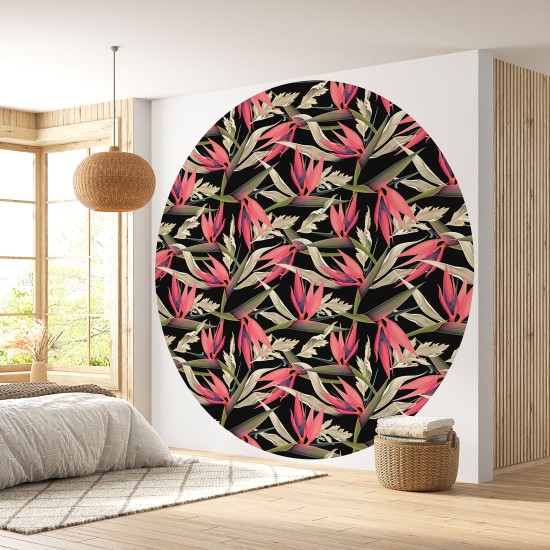 Papier peint rond / cercle - Motif floral - 438