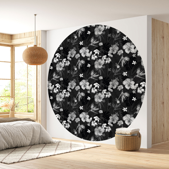 Papier peint rond / cercle - Motif floral - 464