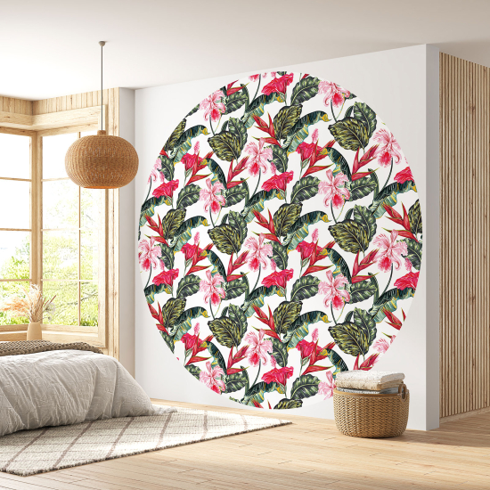 Papier peint rond / cercle - Motif floral - 482