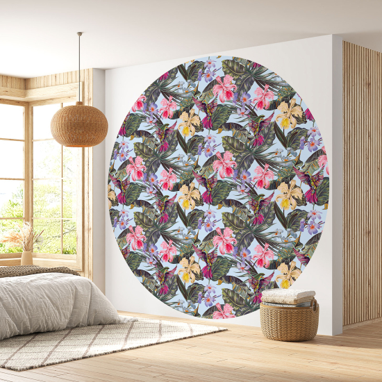 Papier peint rond / cercle - Motif floral - 483