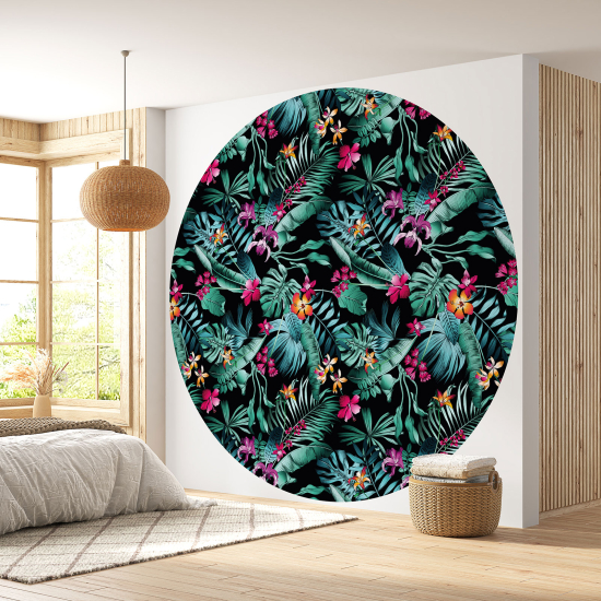 Papier peint rond / cercle - Motif floral - 484