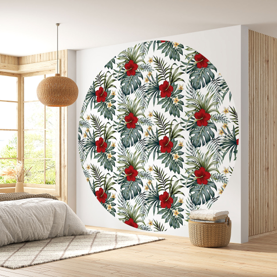 Papier peint rond / cercle - Motif floral - 497