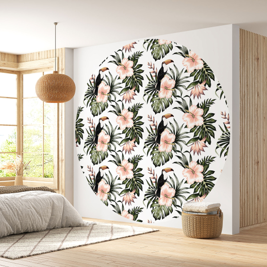 Papier peint rond / cercle - Motif floral - 520